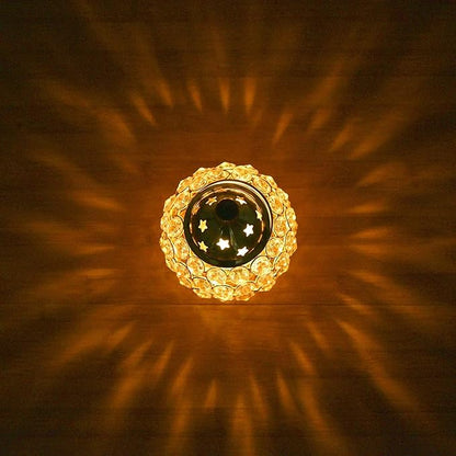 Pure Brass Oval Shape Crystal Glass Chimney Diya
