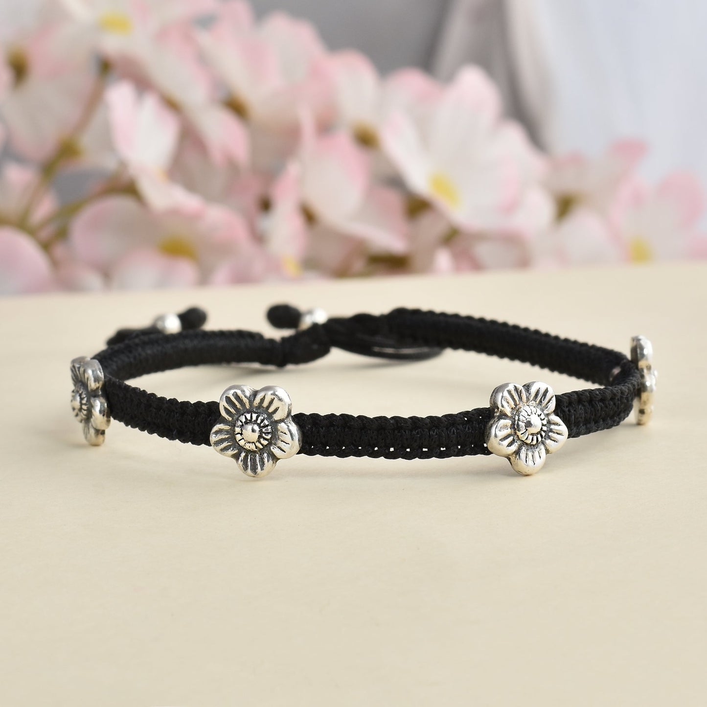Daisy Flower Beads Nazarbattu Anklet ( Pair of Two )