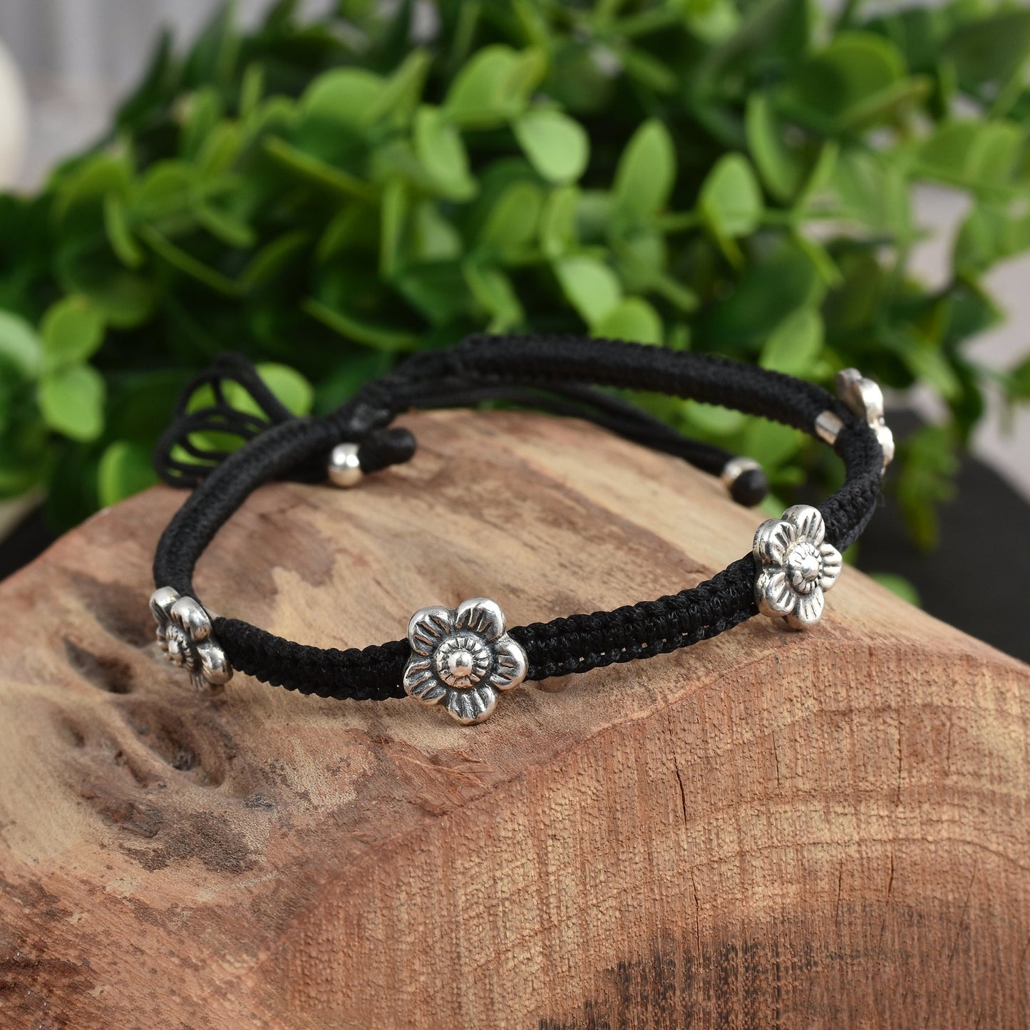 Daisy Flower Beads Nazarbattu Anklet ( Pair of Two )