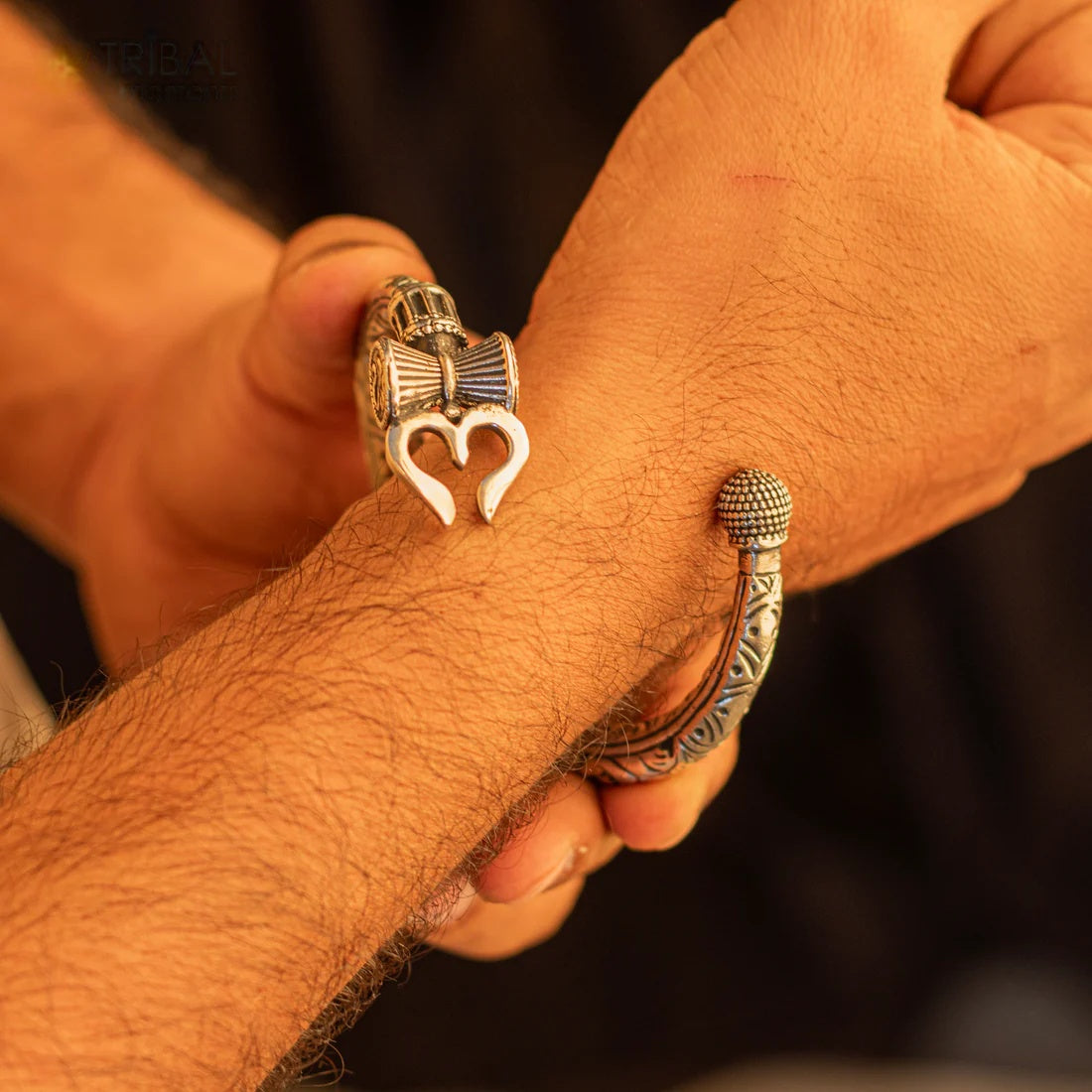 Om namo shivay kara Hindu kada trishul trident rudraksha bead bracelet