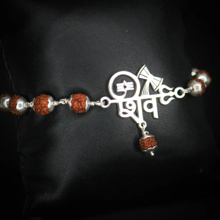 Gold-Plated Shiv Pendant & Rudraksha Bracelet – A Symbol of Faith and Power