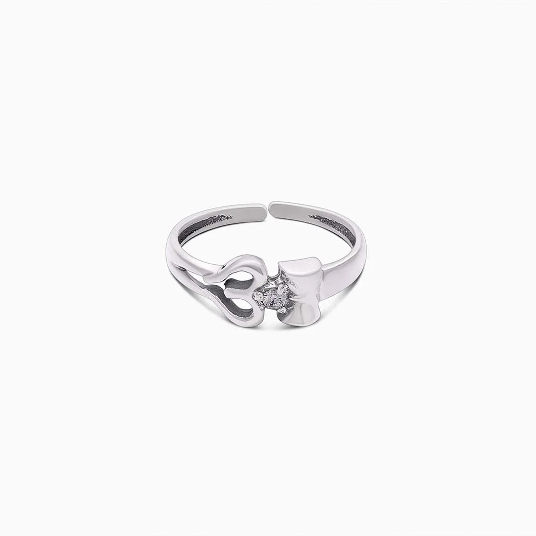 Adjustable Sterling 925 Silver Plated Shiva Trident Trishul Ring for Men & Women – Spiritual Yoga Jewelry with Damru Symbol