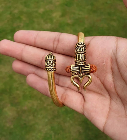 Om namo shivay kara Hindu kada trishul trident rudraksha bead bracelet