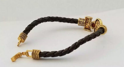 BUY 1 GET 1 FREE - Om Shiva Bracelet Kara Hindu Kada Trishul Trident Rudraksha Beads Shiv Bangle